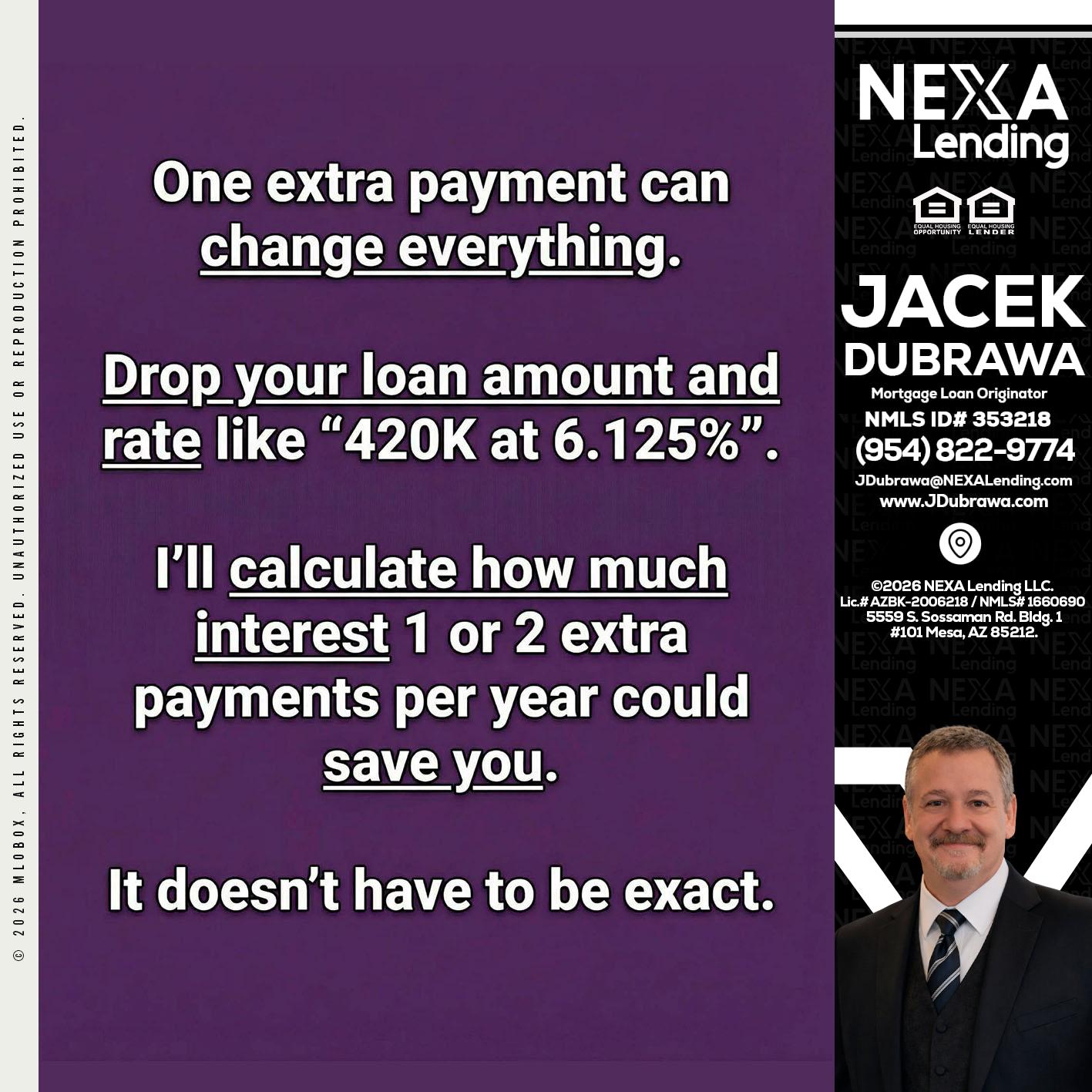 ONE EXTRA - Jacek Dubrawa -Senior Loan Officer