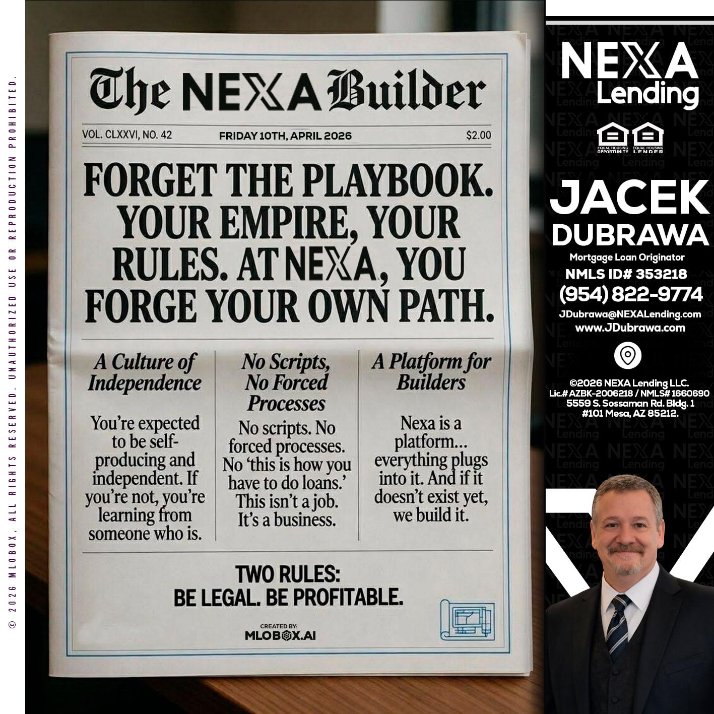 THE NEXA BUILDER - Jacek Dubrawa -Senior Loan Officer