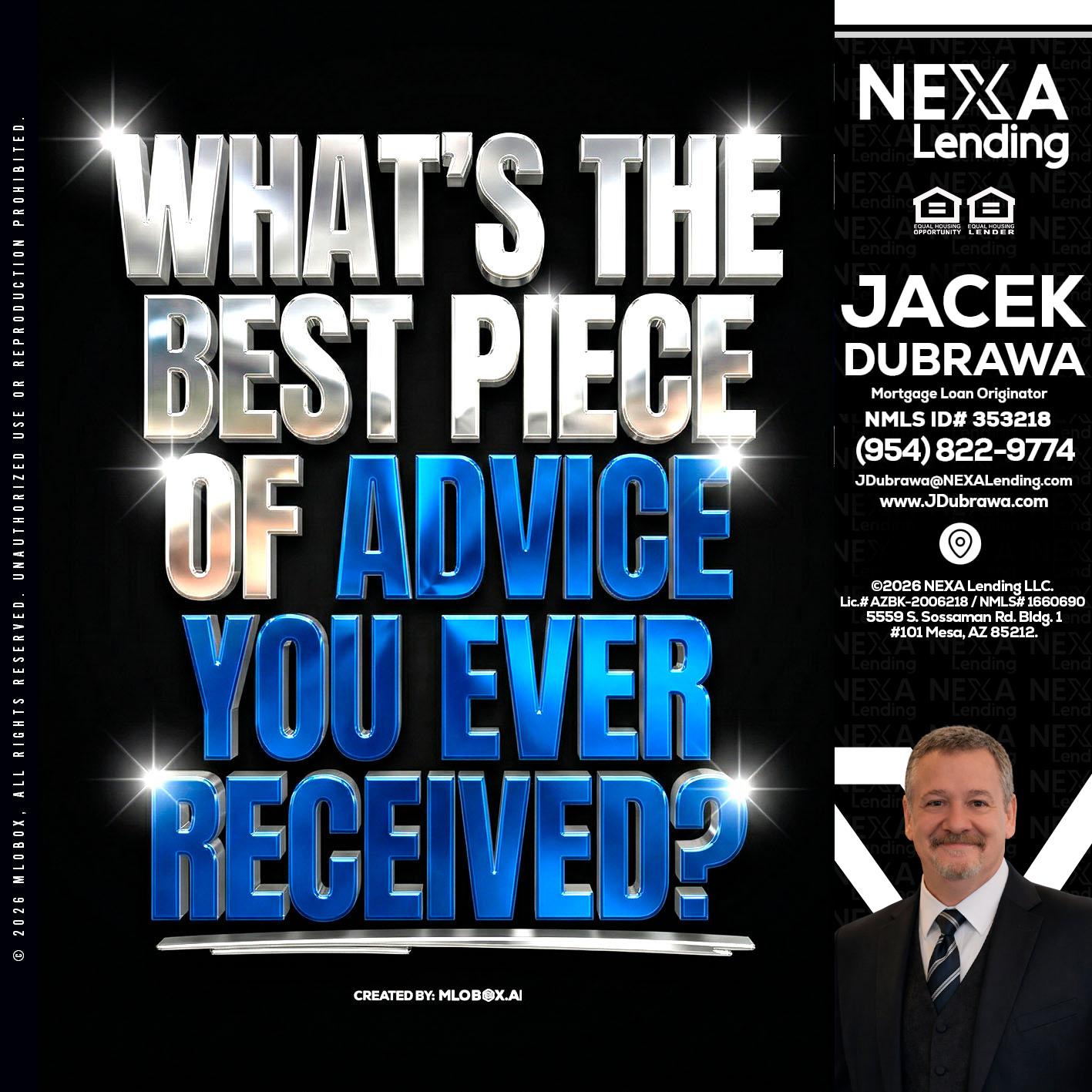 WHATS THE BEST - Jacek Dubrawa -Senior Loan Officer