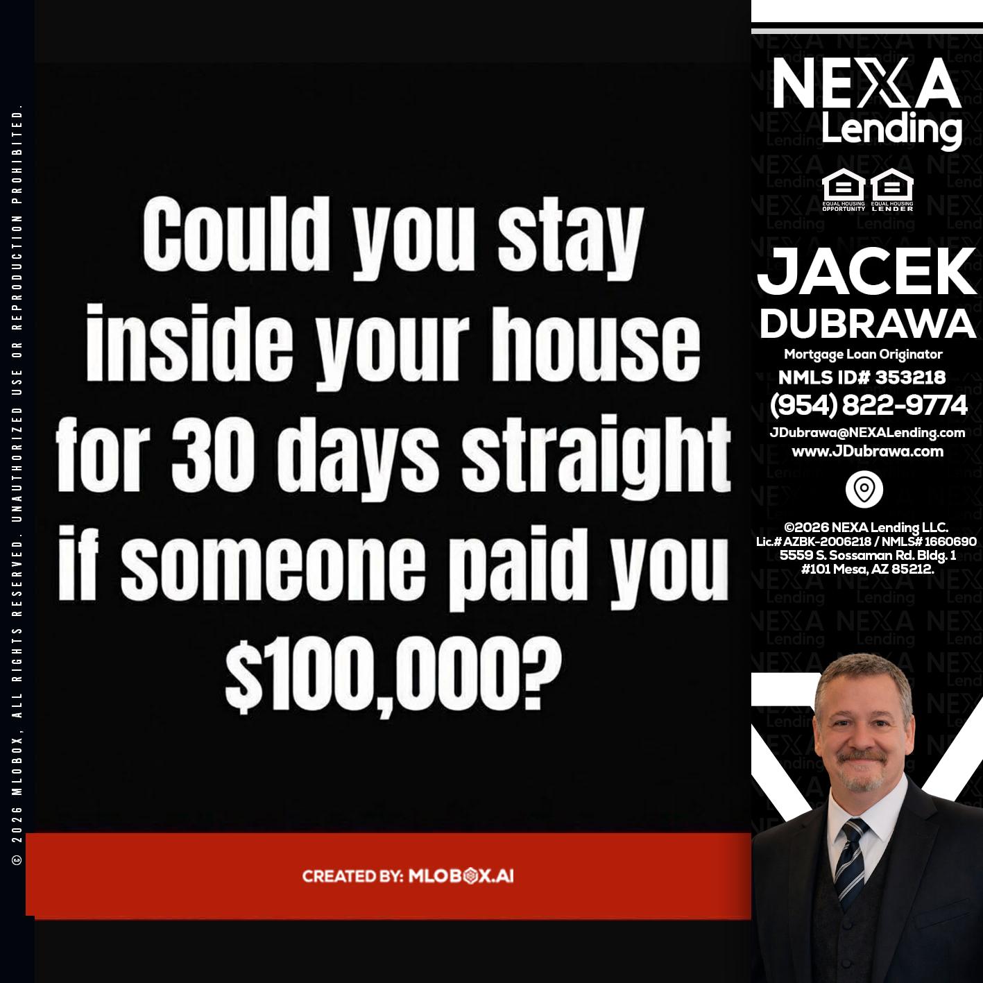 COULD YOU STAY - Jacek Dubrawa -Senior Loan Officer