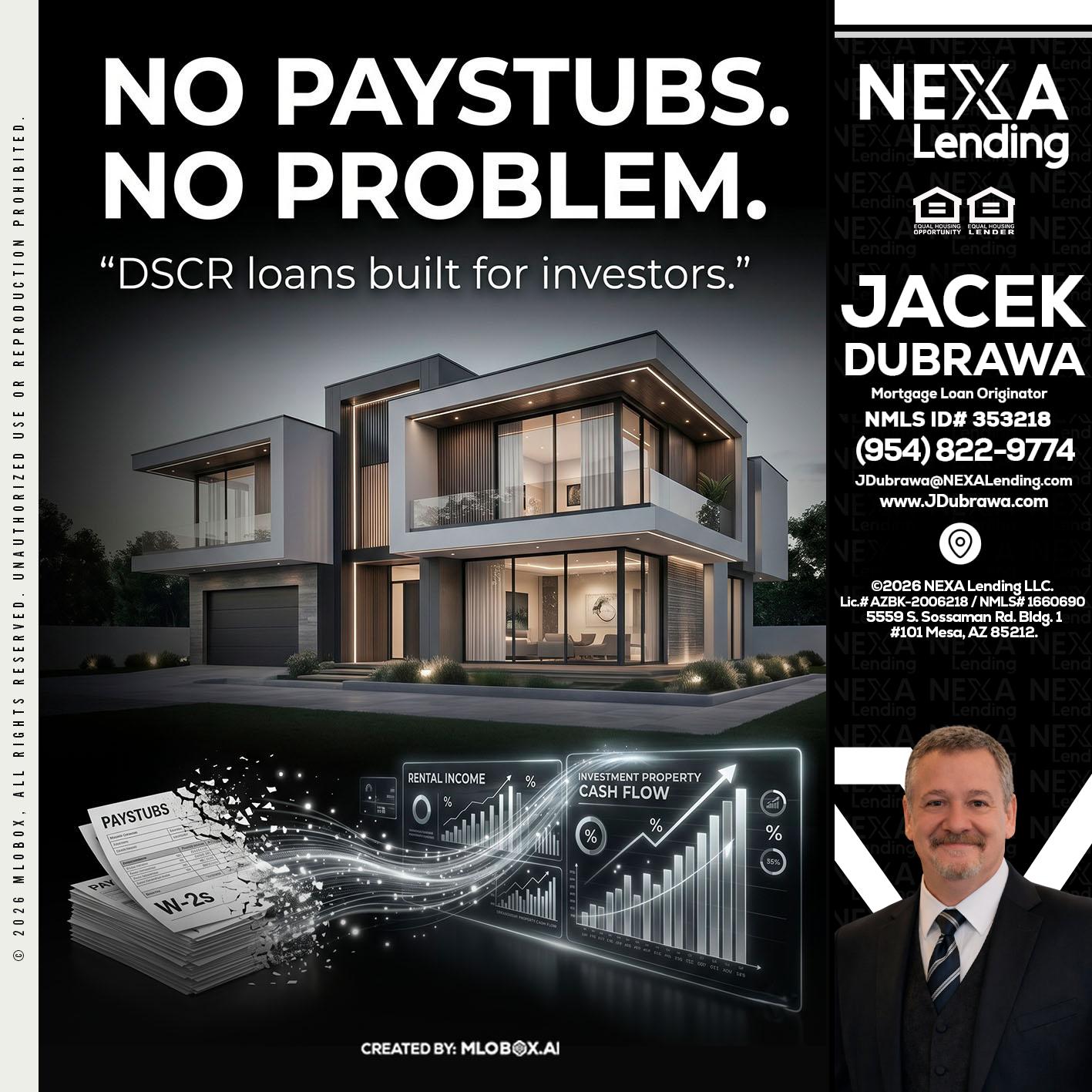 no paystub - Jacek Dubrawa -Senior Loan Officer