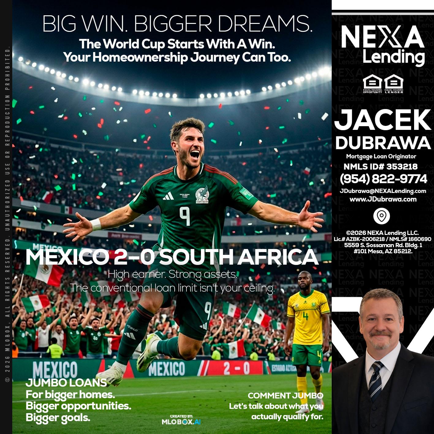 MEXICO 2-0 SOUTH AFRICA - Jacek Dubrawa -Senior Loan Officer