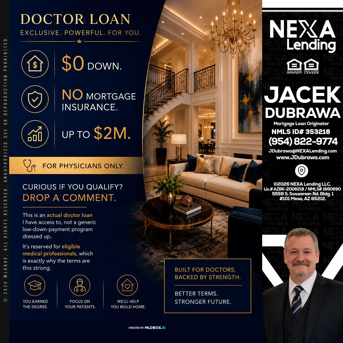 DOCTOR LOANS - Jacek Dubrawa -Senior Loan Officer