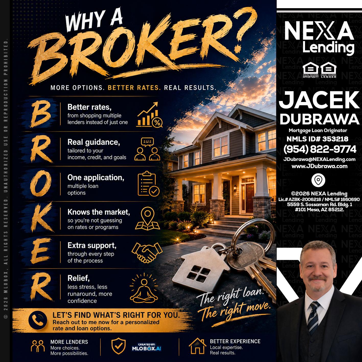 WHY A BROKER? - Jacek Dubrawa -Senior Loan Officer