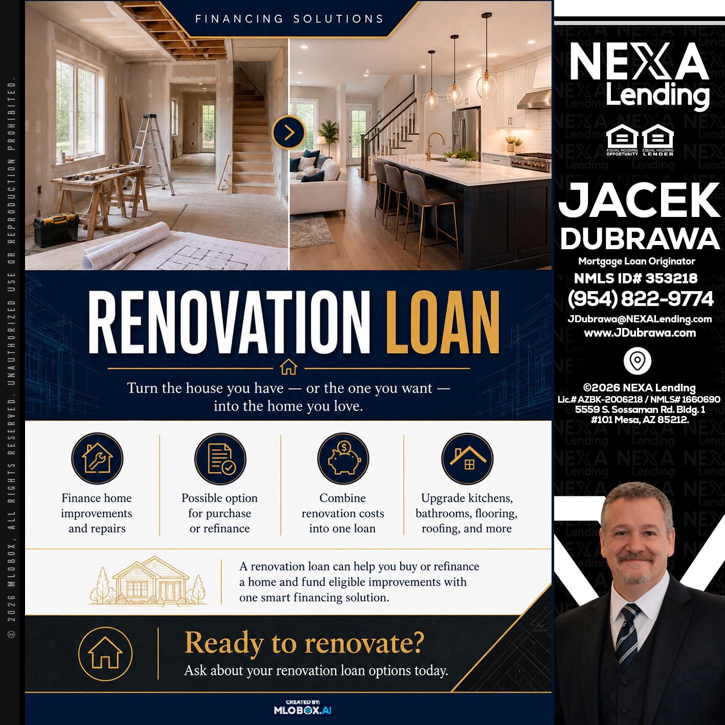 RENOVATION LOAN - Jacek Dubrawa -Senior Loan Officer